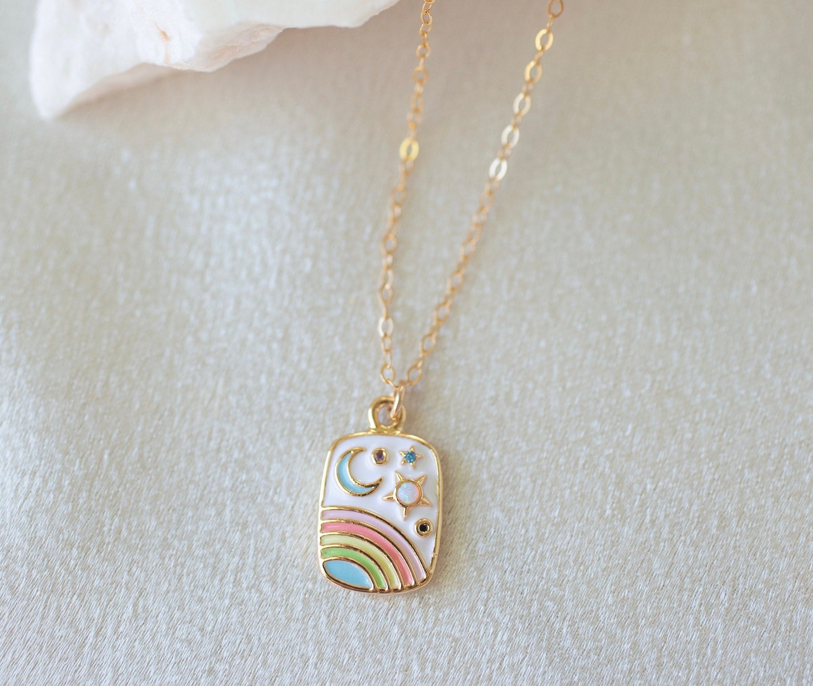 Over the Rainbow Necklace With Gold