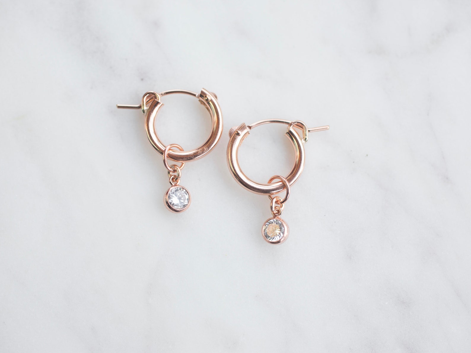 Rose Gold Classic Sparkle Hoops With Gold 