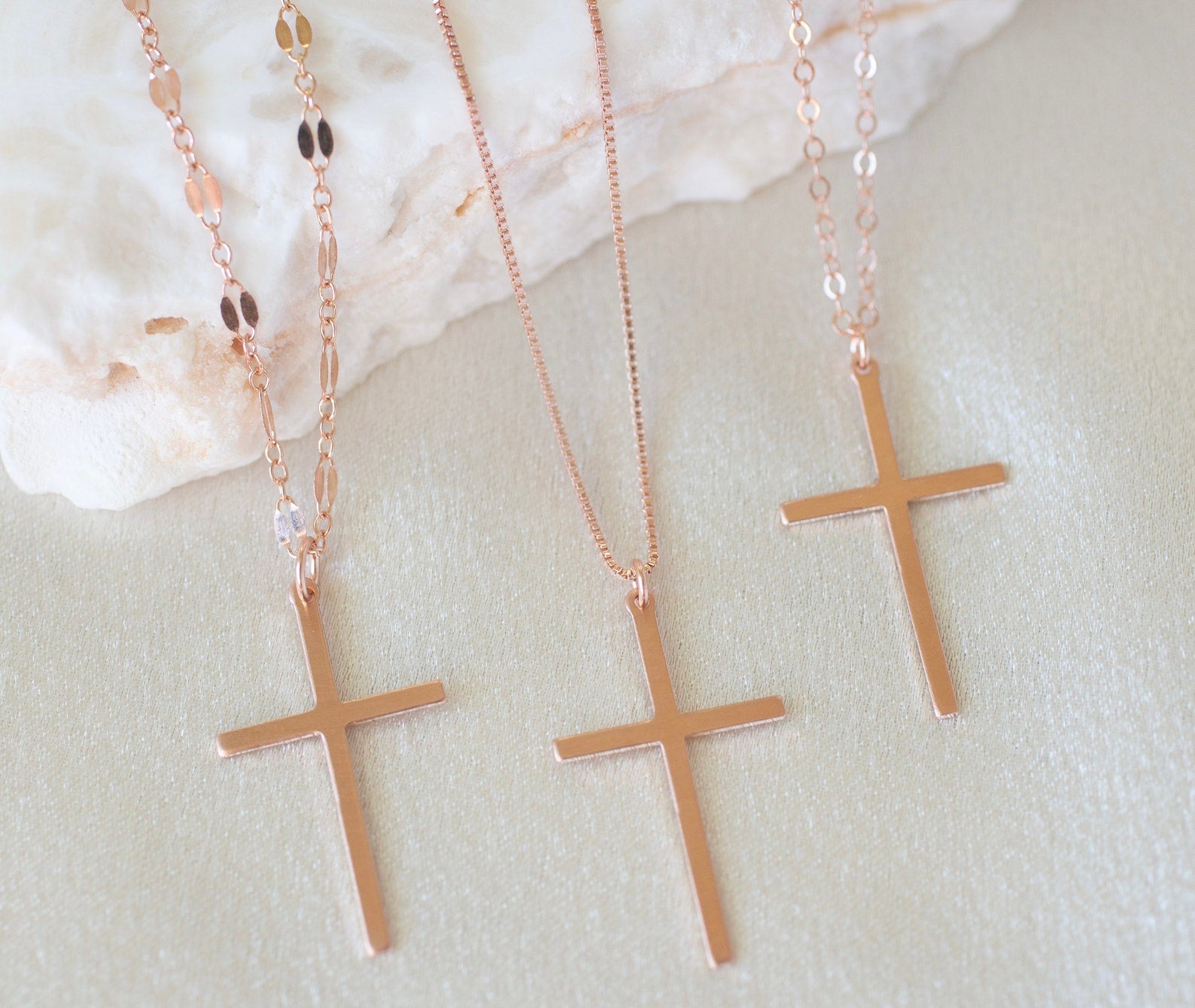 Rose Gold Large Cross Necklace