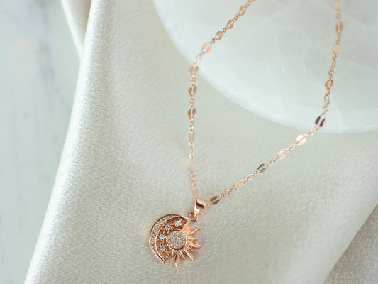 Rose Gold Solar Eclipse Necklace