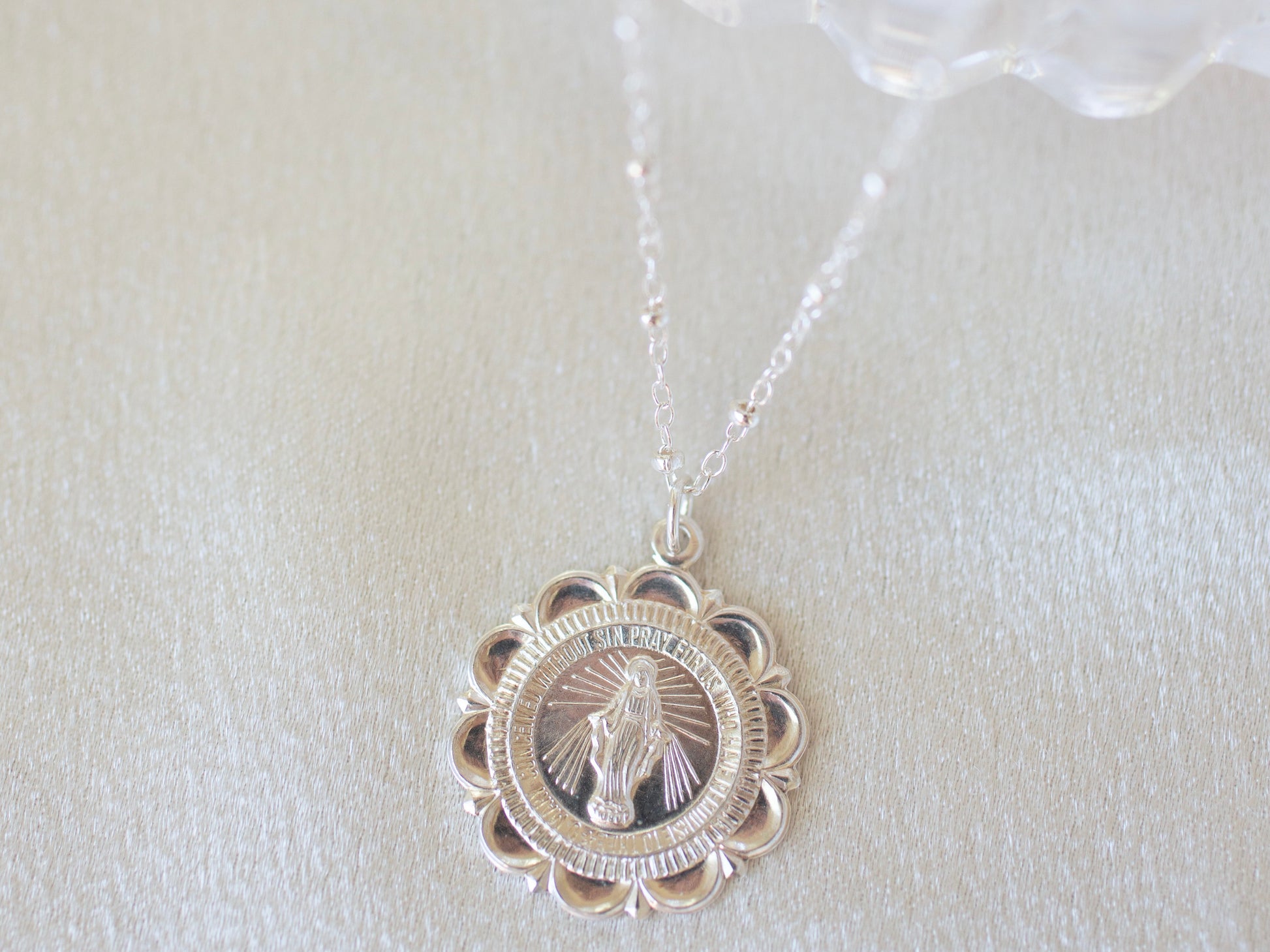 Silver Large Mary Necklace 