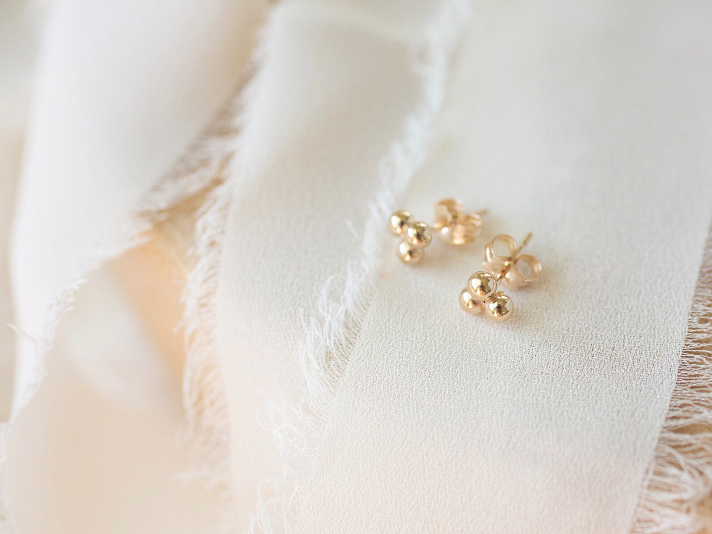 Triple Bead Stud Earrings