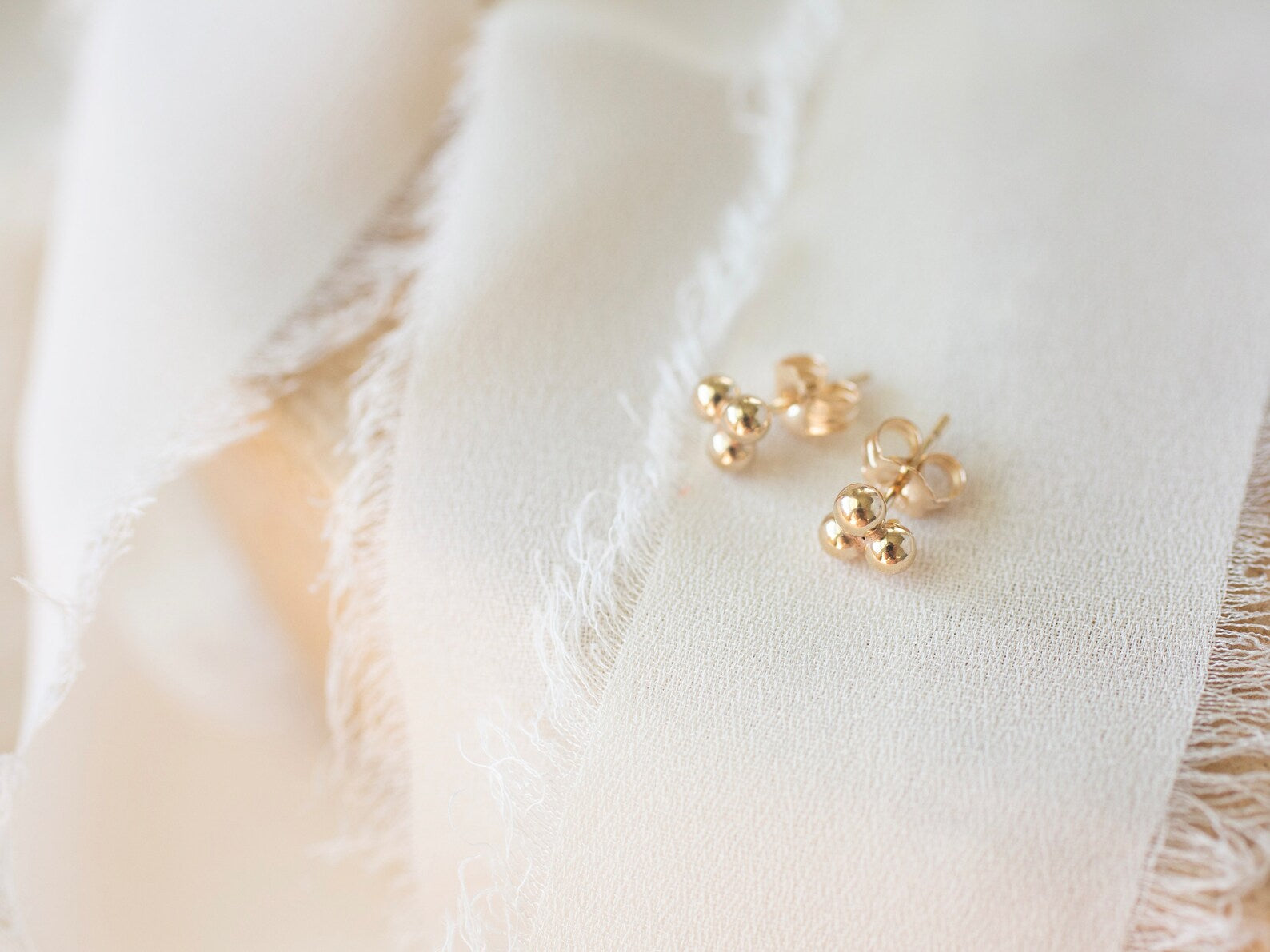 Triple Bead Stud Earrings