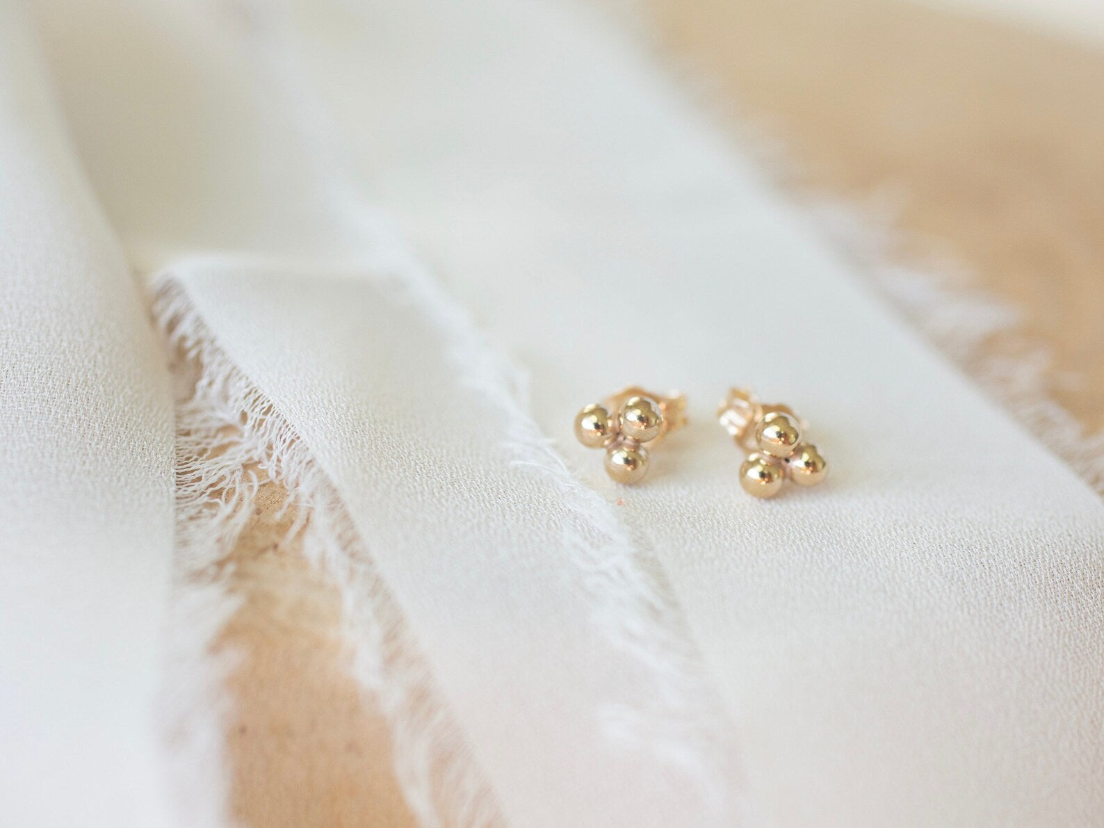Triple Bead Stud Earrings