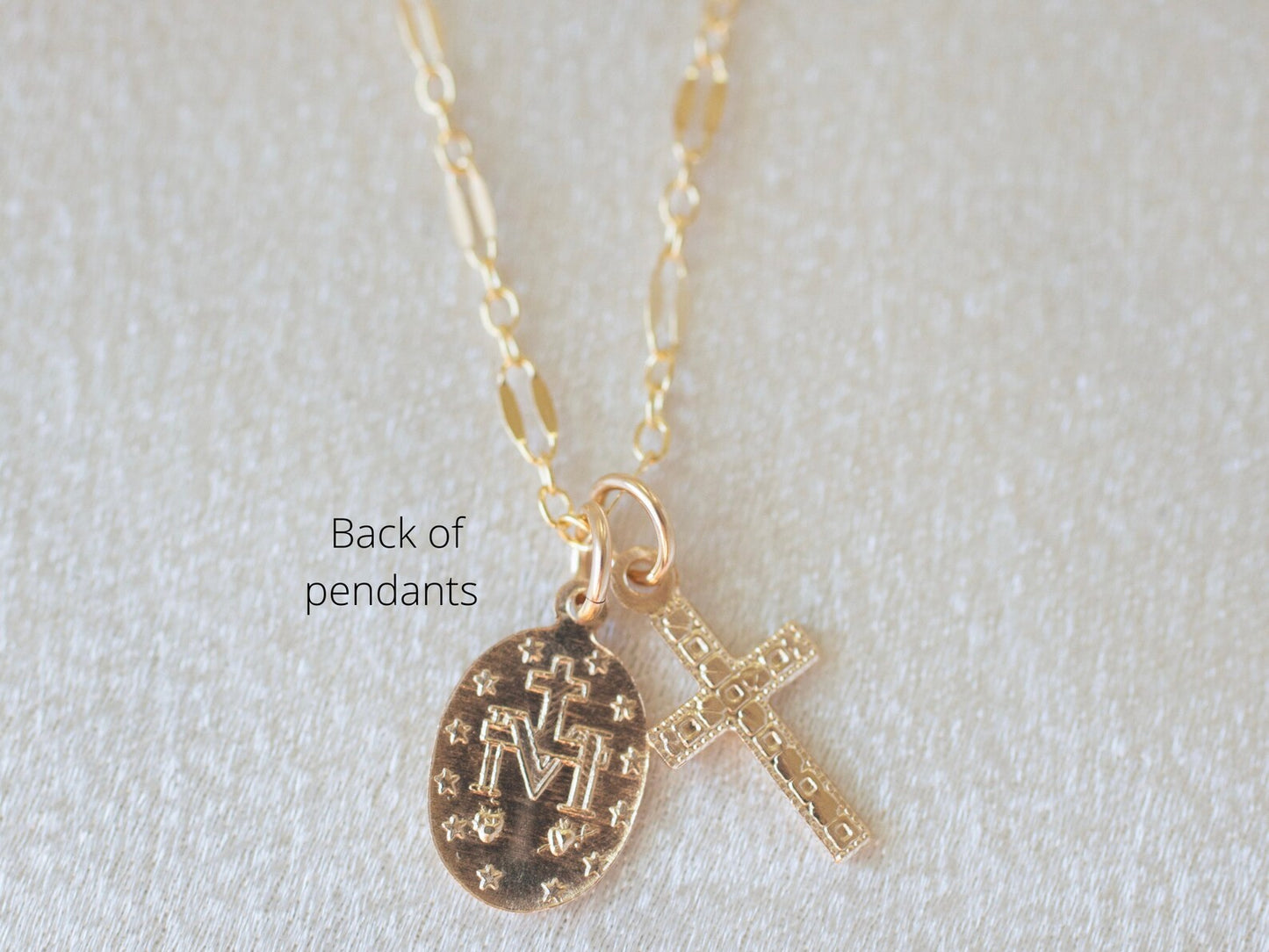 Tiny Virgin Mary Cross Necklace