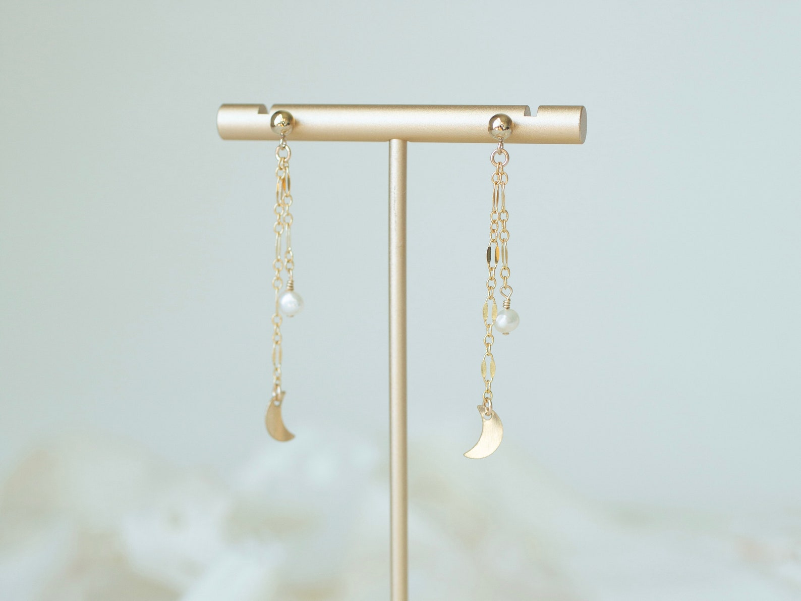 Women Gold Luna Pearl Earrings