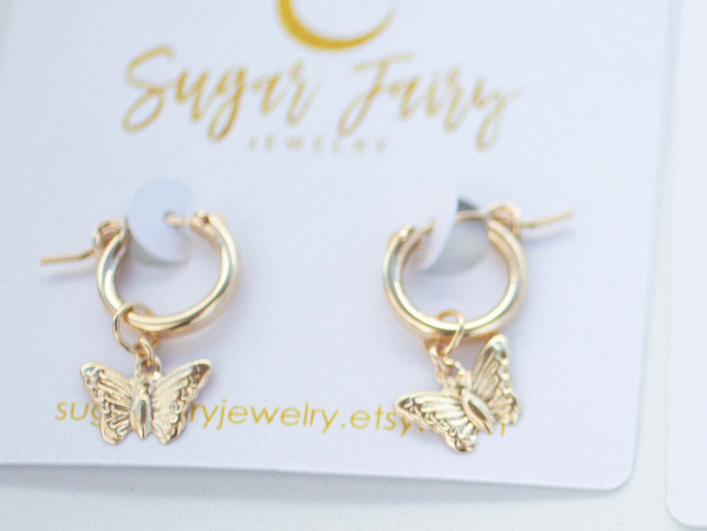 butterfly hoops earrings