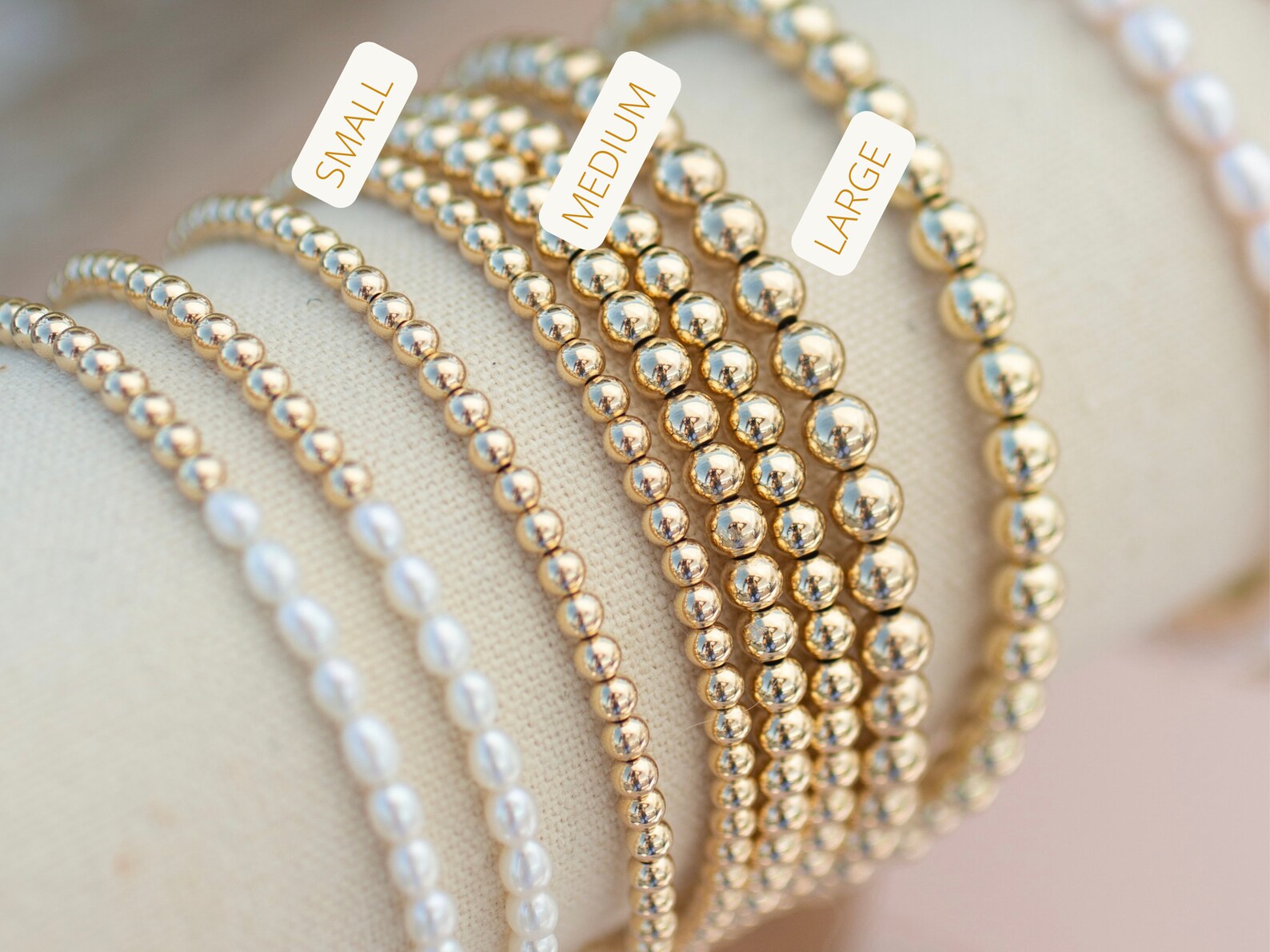 gold filled bead bracelet set