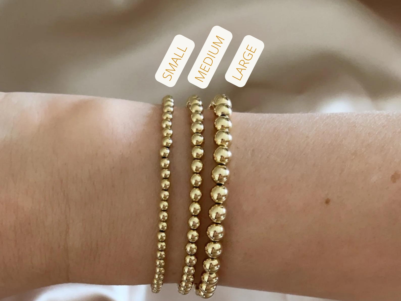 gold filled bead bracelet set