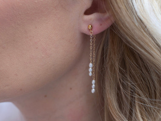Pearl Dangle Stud Earrings