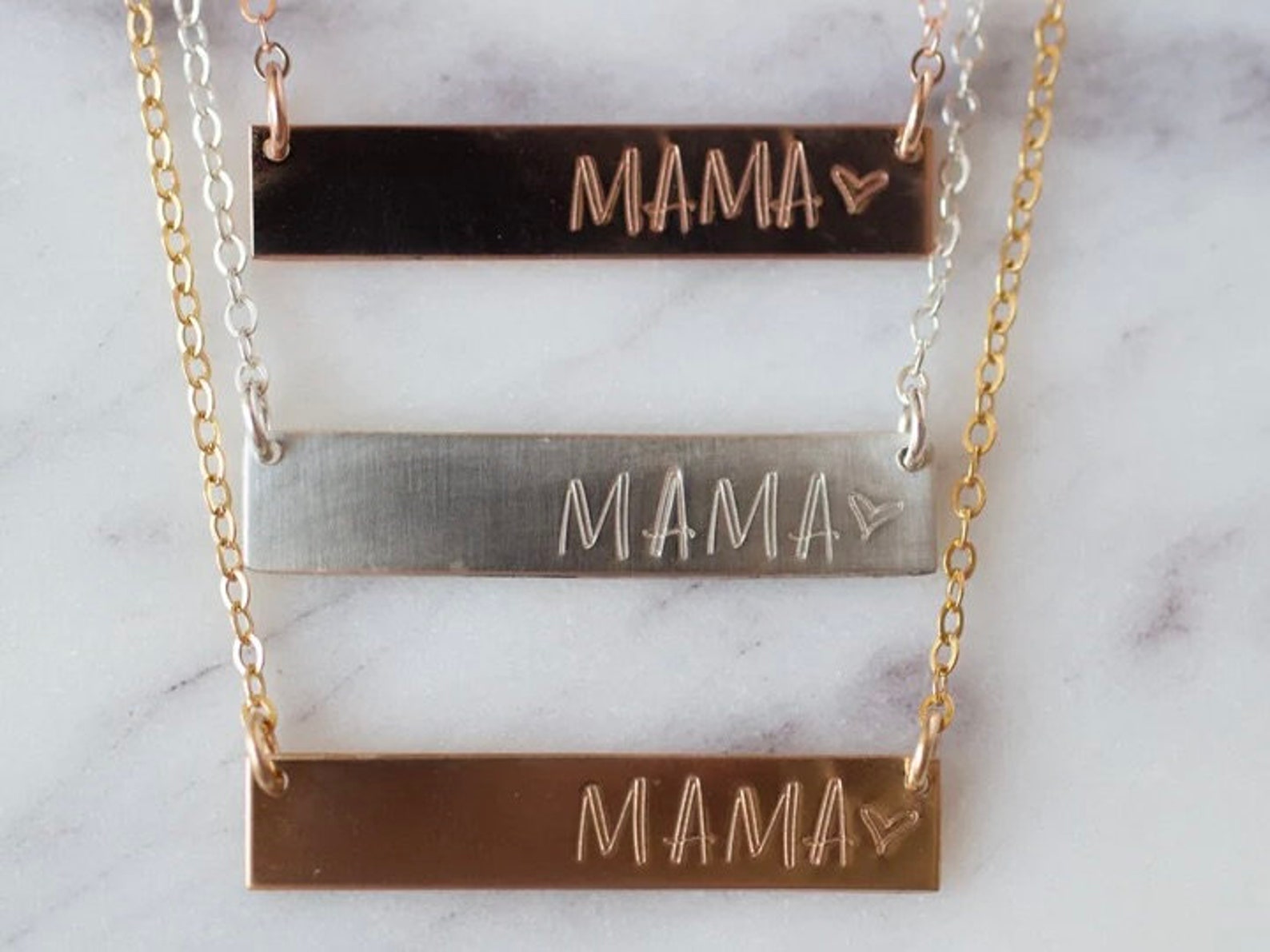 Gold Plated Mama Bear Bar Necklace - Walmart.com
