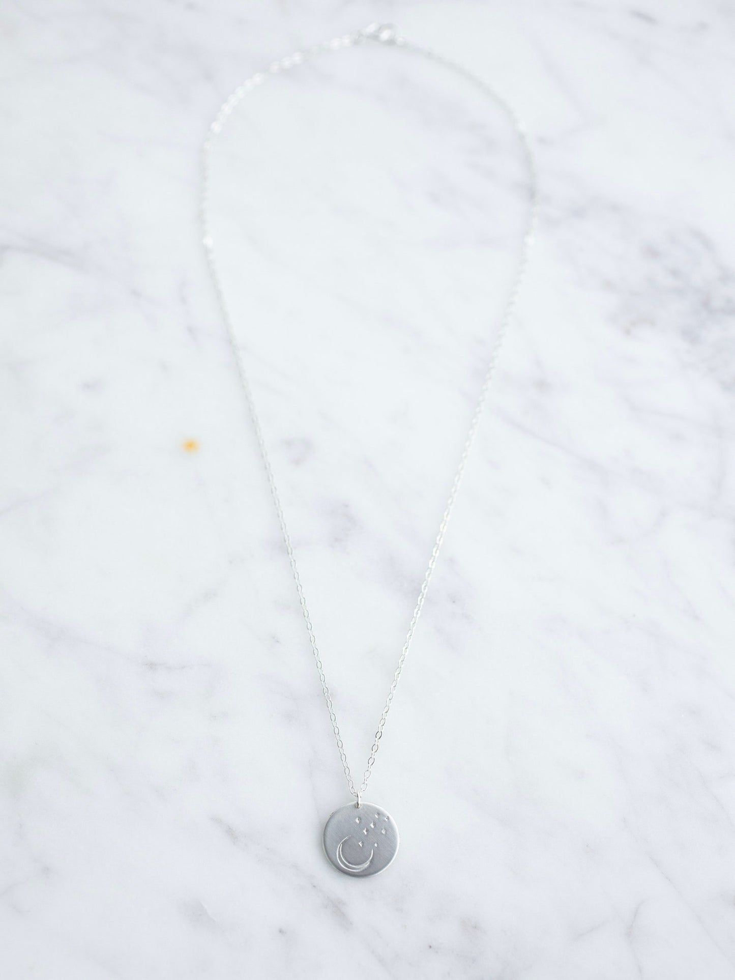 Moon and Stars Disc Necklace
