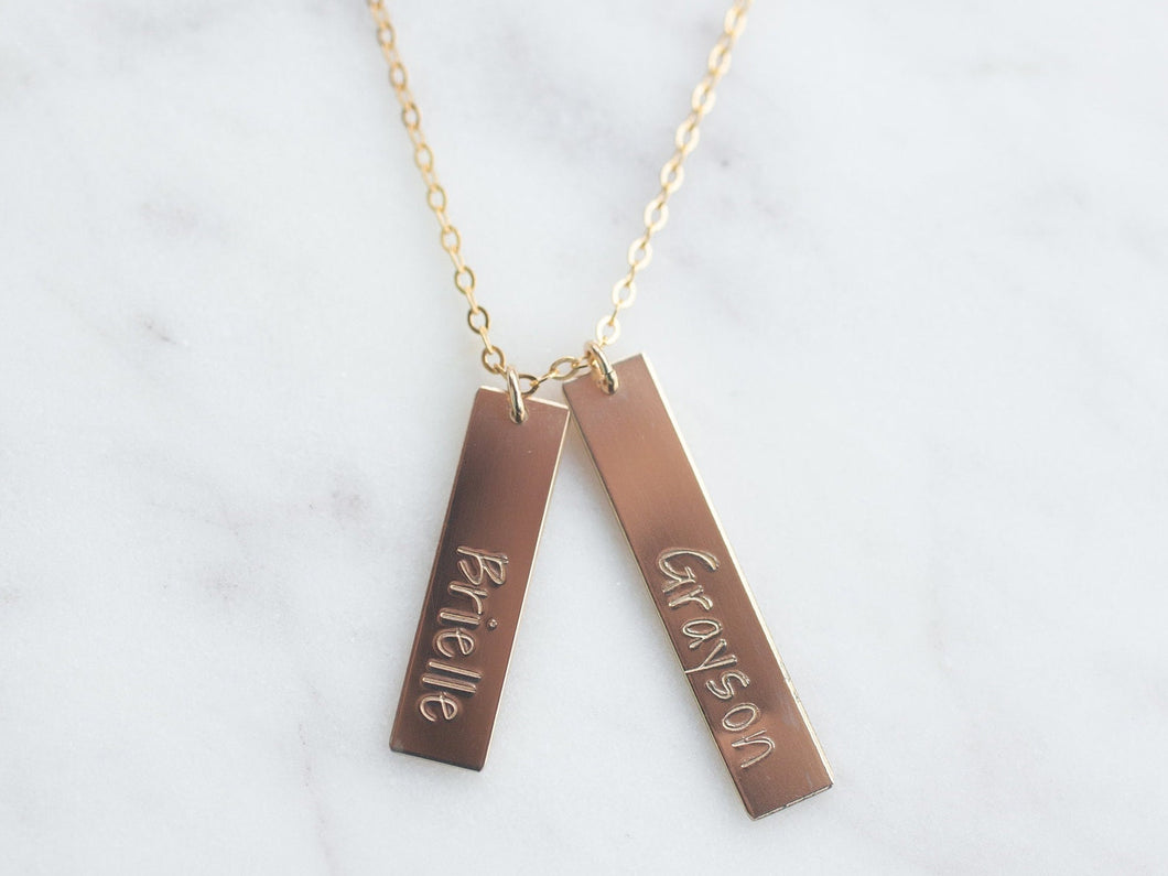 Personalized Double Tall Bar Necklace