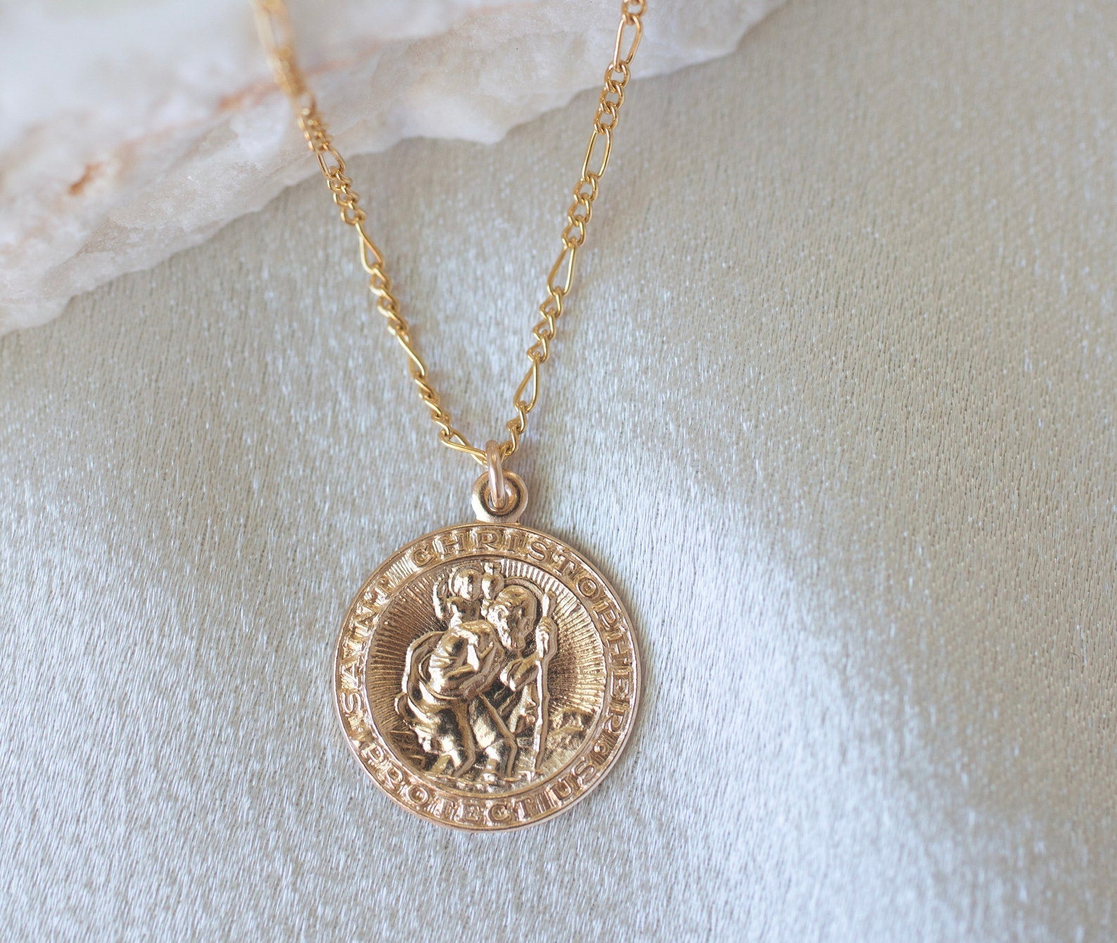 Men's Oval Saint Christopher Medallion Pendant Necklace | REEDS Jewelers