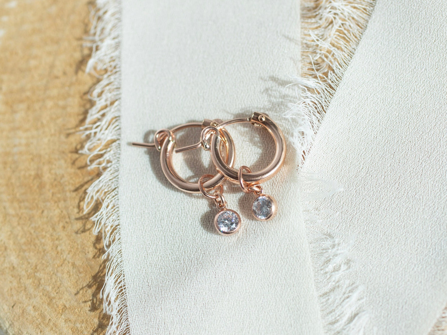 Rose Gold Classic Sparkle Hoops